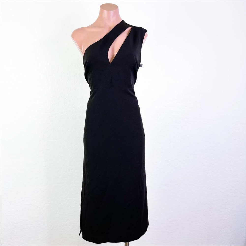 Bardot Aveline Cutout One-Shoulder Sleeveless Midi Dress Black size 10 XL NWT